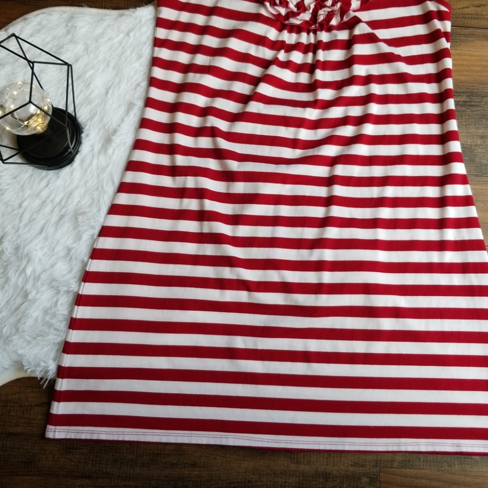 New Directions Striped Ruffle Tank Dress Medium - Picture 2 of 5
